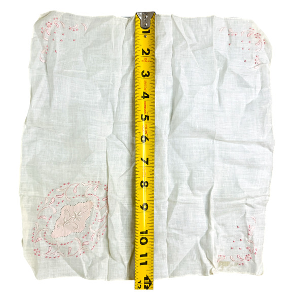 Vintage Handkerchief Lot Buy it Now 5 Embroidered Crochet Solid Floral Pink READ - Picture 16 of 16